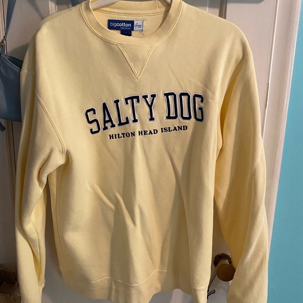 pale yellow graphic crew neck